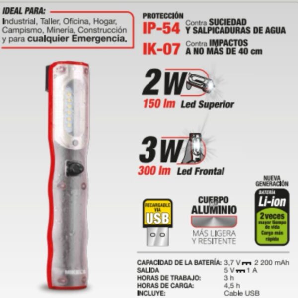 Lampara LED Recargable 3 w