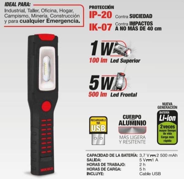 Lampara LED Recargable 5 w